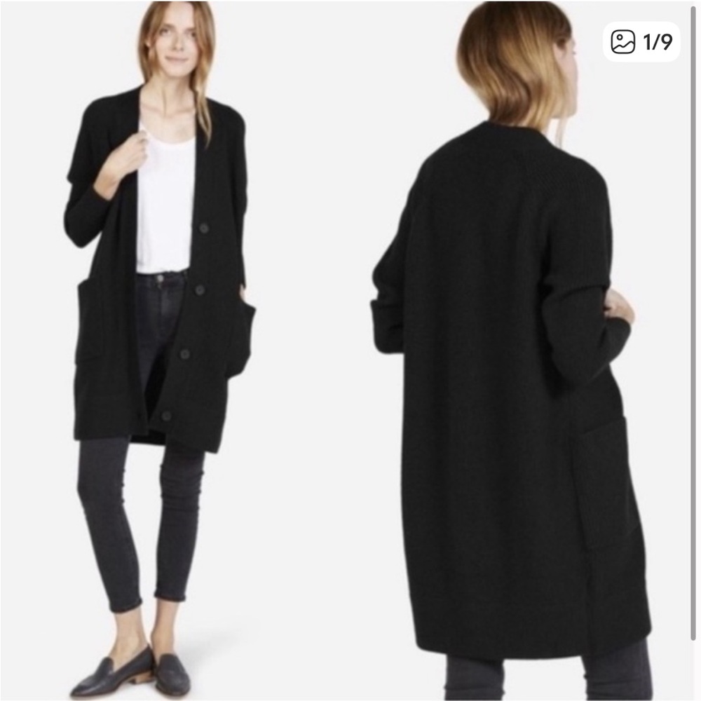 Everlane Women's Chunky Black Long Knit Cardigan